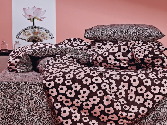 Παπλωματοθήκη Destiny (Σετ 3τμχ) Black-Pink Kentia Υπέρδιπλο 220x240cm 100% Βαμβάκι