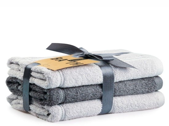 Πετσέτες Brody 22 (Σετ 3τμχ) Grey Kentia Προσώπου 50x90cm 100% Βαμβάκι