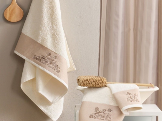 Πετσέτες Talia (Σετ 3τμχ) Beige Kentia Σετ Πετσέτες 70x140cm 100% Βαμβάκι