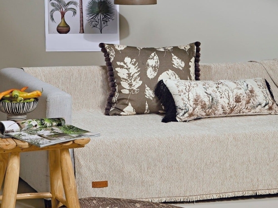 Ριχτάρι Kanon 12 Beige Kentia Τετραθέσιο 180x340cm Chenille,Βαμβάκι,Polyester