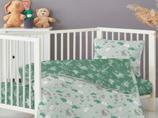 Σεντόνια Βρεφικά Gazele (Σετ 2τμχ) Green-White-Grey Kentia Λίκνου 60x120cm 100% Βαμβάκι