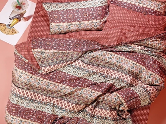 Σεντόνια Esmeralda 17 (Σετ 3τμχ) Bordo-Beige Kentia Ημίδιπλο 190x270cm 100% Βαμβάκι