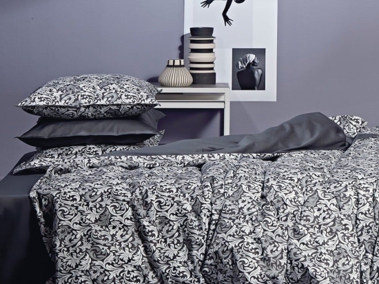 Σεντόνια Fazel 22 (Σετ 4τμχ) Dark Grey-Silver Kentia King Size 270x270cm 100% Βαμβακοσατέν