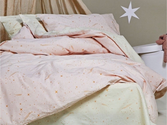 Σεντόνια Παιδικά Lupus 14 (Σετ 3τμχ) Pink-White-Golden Kentia Μονό 160x255cm 100% Βαμβάκι
