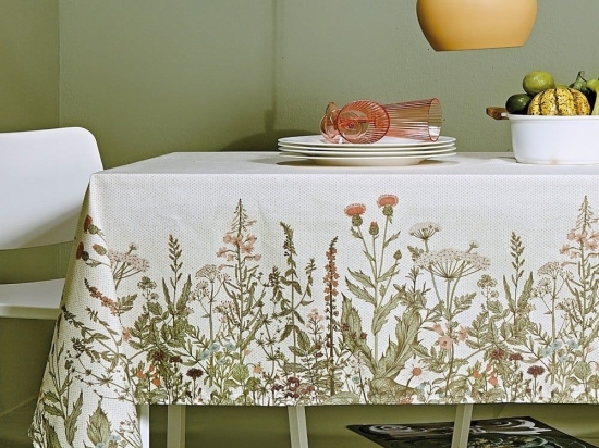 Τραπεζομάντηλο Valeta Green-Ecru-Multi Kentia 135X180cm Βαμβάκι-Πολυέστερ