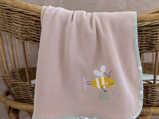Κουβέρτα Βρεφική Πικέ Bumblebee Somon Nima Κούνιας 110x140cm 100% Βαμβάκι