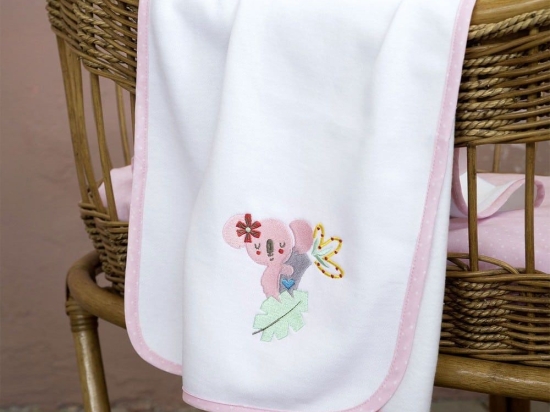 Κουβέρτα Βρεφική 4 Εποχών Sweetland White-Pink Nima Κούνιας 110x140cm Βαμβάκι-Πολυέστερ