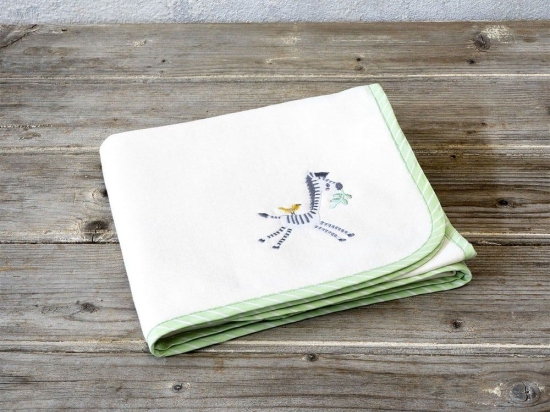 Κουβέρτα Βρεφική 4 Εποχών Zooborn White-Green Nima Αγκαλιάς 80x110cm Βαμβάκι-Πολυέστερ