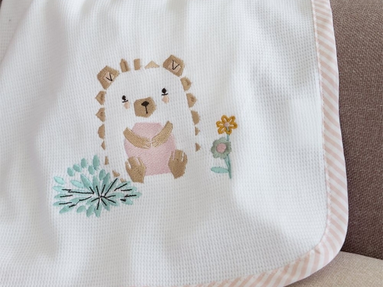 Κουβέρτα Βρεφική Πικέ Hello Baby Pink Nima Αγκαλιάς 80x110cm 100% Βαμβάκι