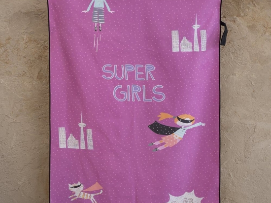Πετσέτα Θαλάσσης Παιδική Super Girls Lila Nima Θαλάσσης 70x140cm Microfiber