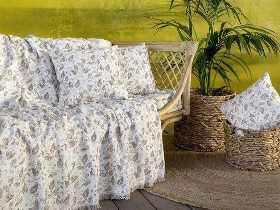 Ριχτάρι Juliette Beige Nima Τριθέσιο 180x300cm Βαμβάκι-Πολυέστερ