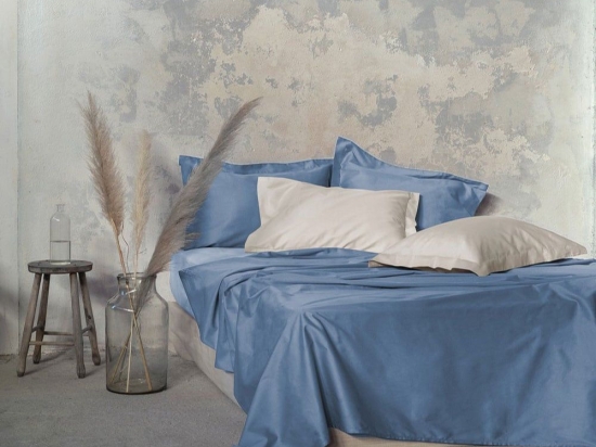 Σεντόνι Superior Satin Denim Blue Nima Υπέρδιπλo 240x260cm 100% Βαμβακοσατέν