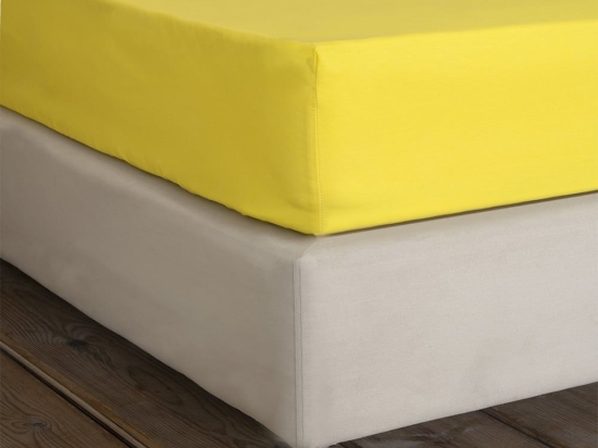 Σεντόνι Unicolors Με Λάστιχο Yellow Nima Ημίδιπλο 120x232cm 100% Βαμβάκι