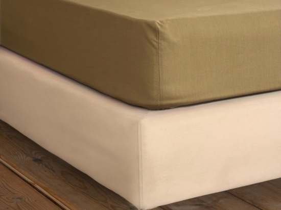 Σεντόνι Unicolors Με Λάστιχο Gold Brown Nima Μονό 100x234cm 100% Βαμβάκι