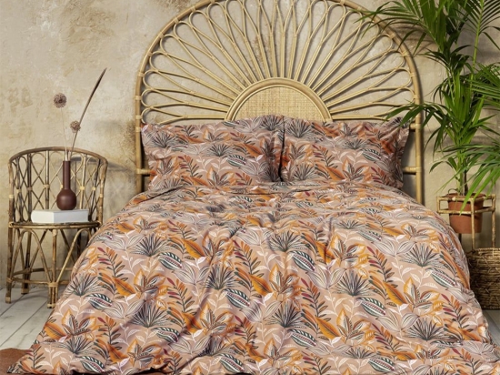 Σεντόνια Satya Με Λάστιχο (Σετ 4τμχ) Beige-Green Nima Υπέρδιπλο 180x232cm 100% Βαμβακοσατέν