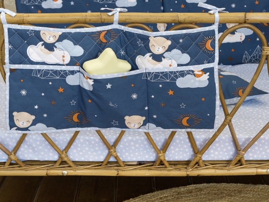 Βρεφική Θήκη Οργάνωσης Nighty Night 60x30 White-Blue Nima 100% Βαμβάκι
