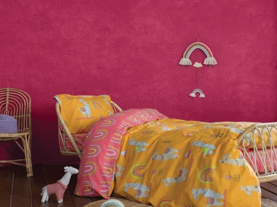 Παπλωματοθήκη Παιδική Wooly (Σετ 2τμχ) Pink-Orange Nima Μονό 160x240cm 100% Βαμβάκι