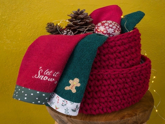 Πετσέτες Χριστουγεννιάτικες Let It Snow (Σετ 2τμχ) Red-Green Nima Σετ Πετσέτες 30x50cm