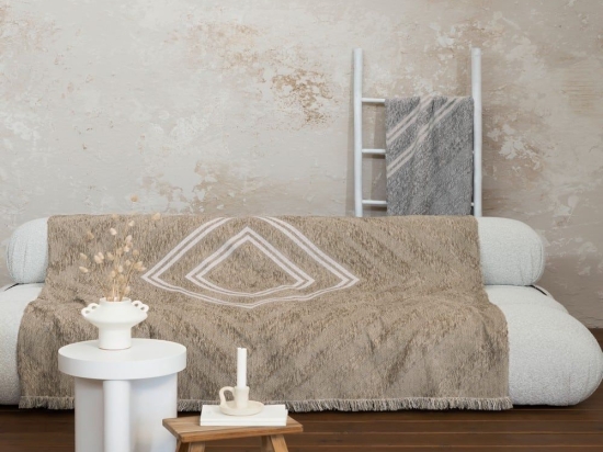 Ριχτάρι Amara Beige Nima Τριθέσιο 180x300cm Chenille-Acrylic