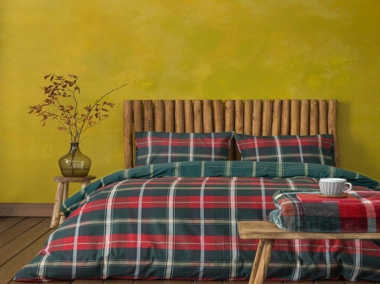 Σεντόνια Cheers (Σετ 3τμχ) Red-Green Nima Μονό 170x260cm 100% Βαμβακερή Φανέλα