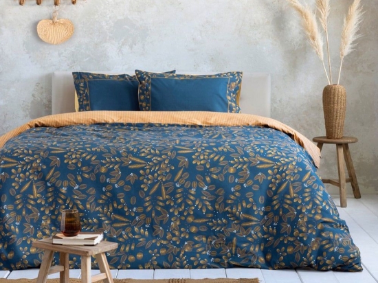 Μαξιλαροθήκες Idyllic (Σετ 2τμχ) Blue-Gold Nima 52X72 52x72cm 100% Βαμβάκι