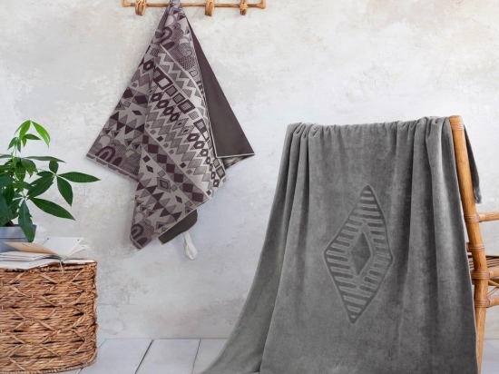 Πετσέτα Θαλάσσης Sierra Jacquard Grey Nima Θαλάσσης 90x160cm 100% Βαμβάκι