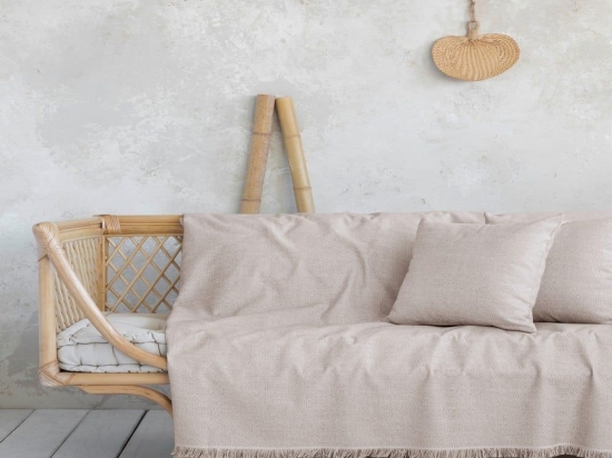 Ριχτάρι Natte Beige Nima Πολυθρόνα 180x180cm Βαμβάκι-Πολυέστερ