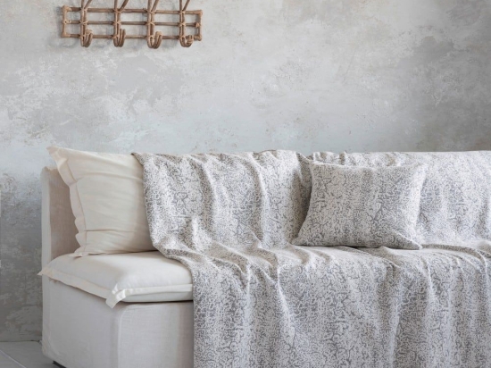 Ριχτάρι Piel Grey Nima Πολυθρόνα 180x180cm Βαμβάκι-Πολυέστερ