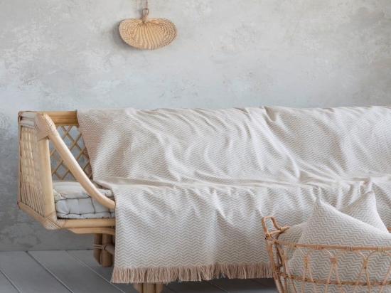 Ριχτάρι Wavy Beige Nima Τριθέσιο 180x300cm Βαμβάκι-Πολυέστερ