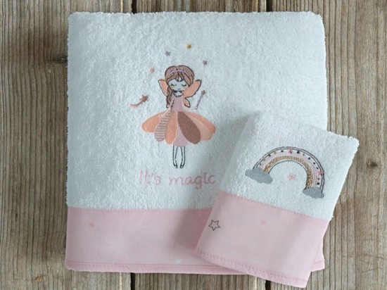 Πετσέτες Παιδικές Magical (Σετ 2τμχ) White-Pink Nima Σετ Πετσέτες 70x140cm 100% Βαμβάκι