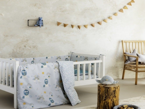 Κουβερλί Βρεφικό Happy Pingui Light Blue Nima 100% Βαμβάκι