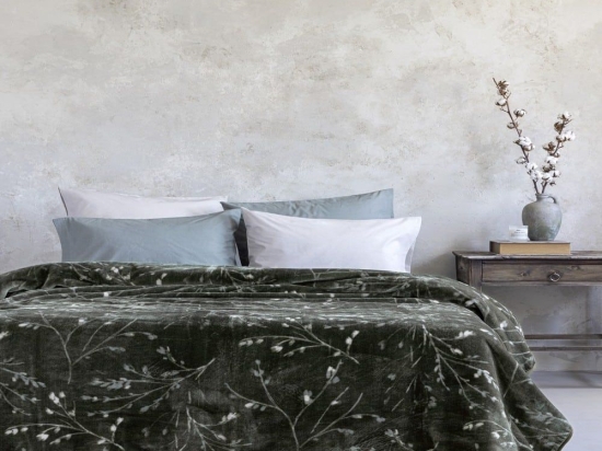 Κουβέρτα Βελουτέ Divina Dark Green Nima Μονό 160x220cm Πολυέστερ