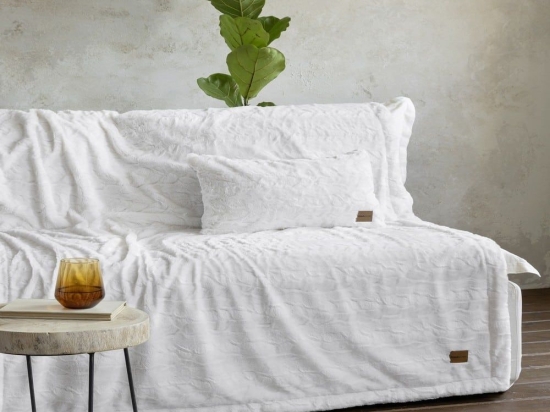 Κουβέρτα Καναπέ Velure Cream Nima 130X170 130x170cm Πολυέστερ