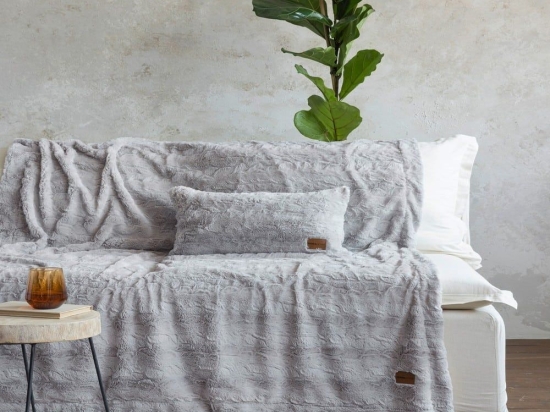 Κουβέρτα Καναπέ Velure Light Grey Nima 130X170 130x170cm Πολυέστερ