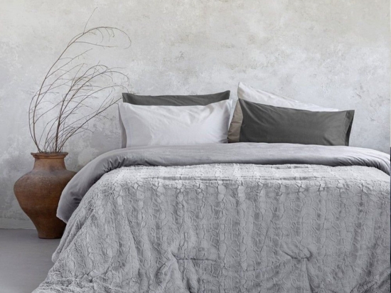 Κουβερτοπάπλωμα Velure Light Grey Nima Μονό 160x220cm Πολυέστερ