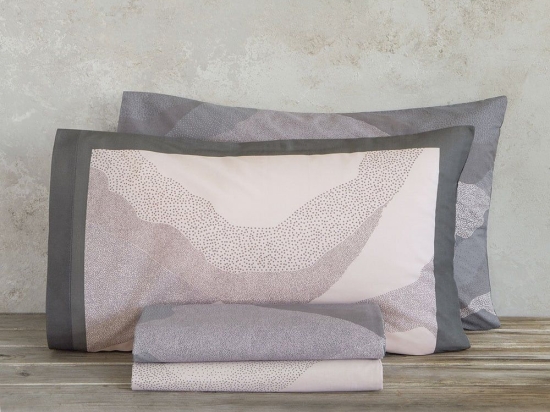Μαξιλαροθήκες Pintura (Σετ 2τμχ) Grey-Pink Nima 52X72 100% Βαμβάκι