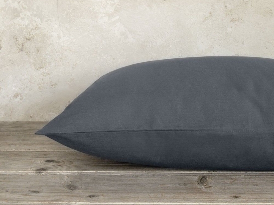 Μαξιλαροθήκες Unicolors (Σετ 2τμχ) Midnight Grey Nima 52X72 100% Βαμβάκι