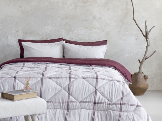 Πάπλωμα Liaison Ecru-Bordo Nima Υπέρδιπλo 220x240cm Microfiber
