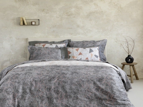 Παπλωματοθήκη Marble (Σετ 3τμχ) Grey Nima King Size 240x260cm 100% Βαμβακοσατέν