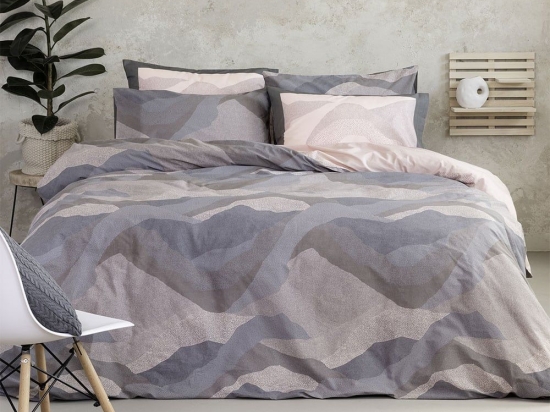Παπλωματοθήκη Pintura (Σετ 3τμχ) Grey-Pink Nima Υπέρδιπλο 220x240cm 100% Βαμβάκι