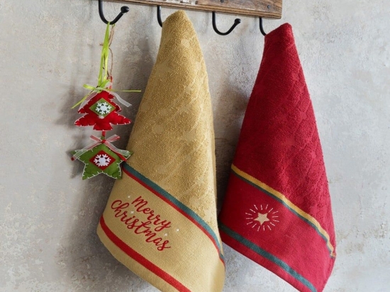 Πετσέτες Χριστουγεννιάτικες Christmas Star (Σετ 2τμχ) Red Nima Σετ Πετσέτες 40x60cm