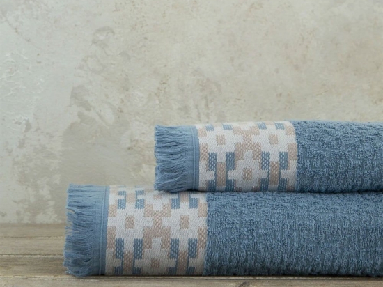 Πετσέτες Jentaya (Σετ 2τμχ) Blue Nima Σετ Πετσέτες 70x140cm 100% Βαμβάκι