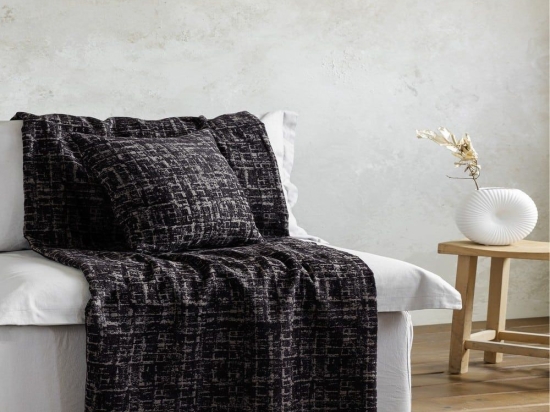 Ριχτάρι Cantata Black Nima Διθέσιο 180x240cm Ακρυλικό,Βαμβάκι, Polyester