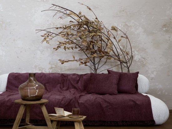 Ριχτάρι Matis Bordo Nima Πολυθρόνα 180x180cm Ακρυλικό,Βαμβάκι, Polyester
