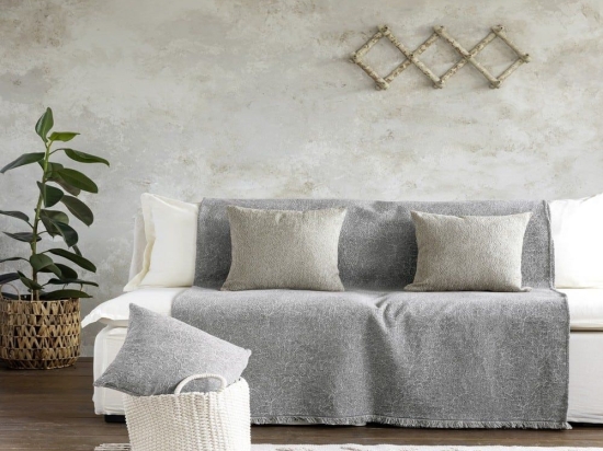 Ριχτάρι Satori Grey Nima Τετραθέσιο 180x350cm Ακρυλικό,Βαμβάκι, Polyester