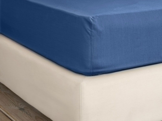 Σεντόνι Unicolors Με Λάστιχο Dark Denim Nima King Size 185x240cm 100% Βαμβάκι