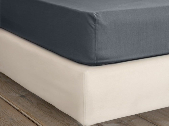 Σεντόνι Unicolors Με Λάστιχο Midnight Grey Nima  Semi-double 120x232cm 100% Βαμβάκι