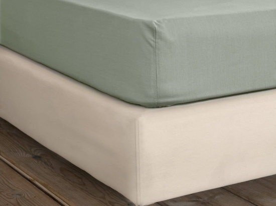 Σεντόνι Unicolors Με Λάστιχο Rock Green Nima Ημίδιπλο 120x232cm 100% Βαμβάκι