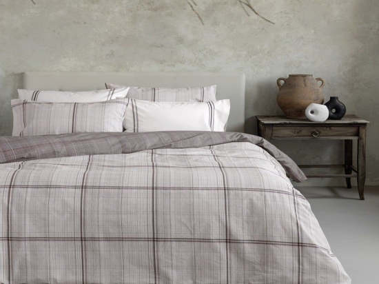 Σεντόνια Liaison (Σετ 3τμχ) Greige Nima Μονό 170x260cm 100% Βαμβάκι