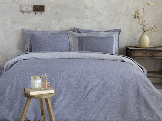 Σεντόνια Satori (Σετ 4τμχ) Blue-Grey Nima King Size 270x280cm 100% Βαμβακοσατέν